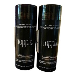 2 Dark Brown Toppik White Hair Building Fibers 0.97 Oz Each
